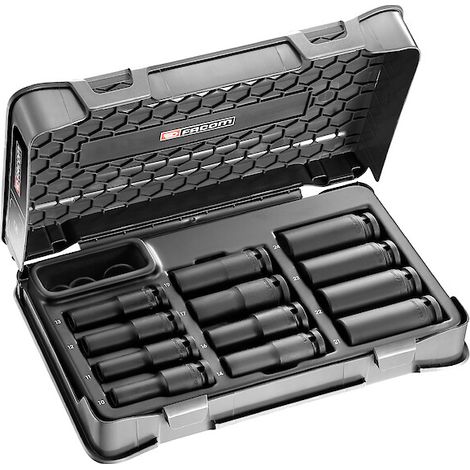 Facom – Jeu de douilles à chocs profonds 1/2" – 12 pièces métriques – Pour boulons et écrous – Coffret multi-outils