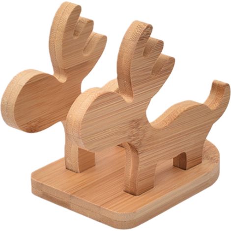 2 pièces support téléphone en forme de cerf support téléphone en bambou support téléphone de bureau 13 sur 8 sur 11,5 cm couleur bois (1/5)
