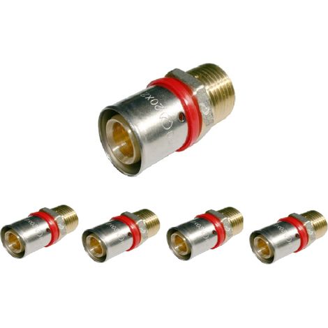 Set di 5 Raccordo filettato 3/4'' maschio multistrato per tubo da 25 mm, richiede macchina pressatrice, grigio. (1/5)