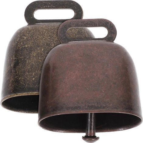 Lot de 2 petites clochettes décoratives pour berger, accessoires anti-perte pour animaux de compagnie, accessoires de ferme, décorations suspendues pour moutons, chevaux et vaches (bronze, bronze roug (1/4)