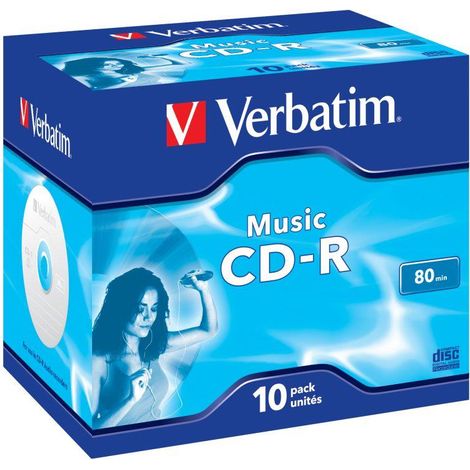 CD-R de música verbatim de 80 minutos (caja de 10 discos)