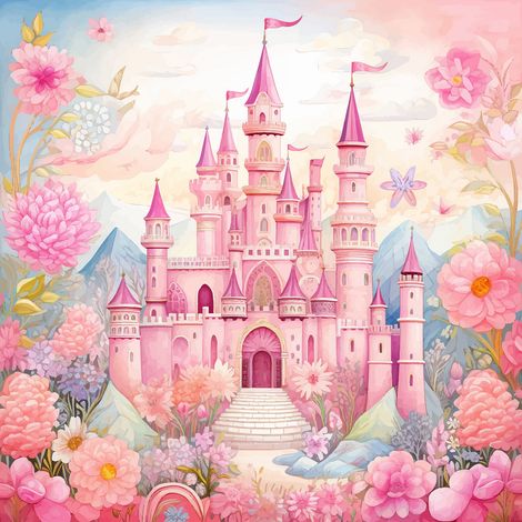 Papier peint panoramique Enfants - Château Enchanté - 130 cm x 130 cm (1/2)