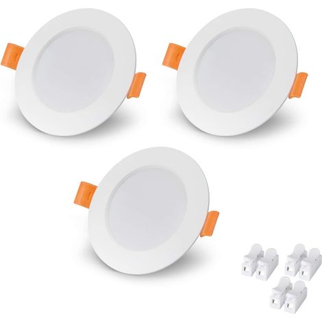 Spot LED Encastrable Rond 6W Blanc Froid 3 Pièces Plafonnier Plat 430LM Éclairage Intérieur Salon Salle de Bain (1/5)