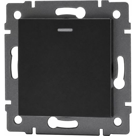 Interrupteur poussoir 1 voie avec LED Mural Série G Noir PC 13 × 9 × 10 cm – Livraison gratuite