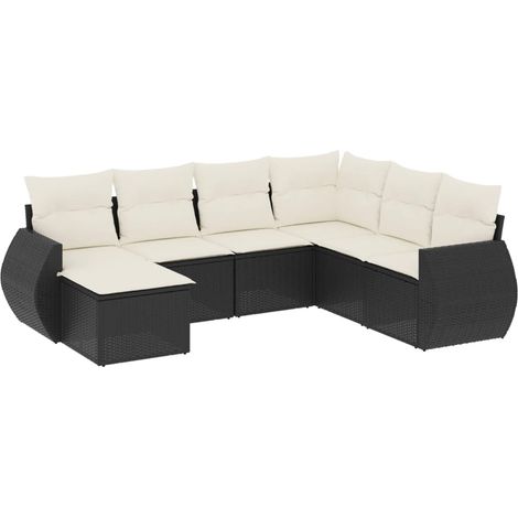 Maison Exclusive - Set Divani da Giardino con Cuscini 7pz Nero Polyrattan (1/5)