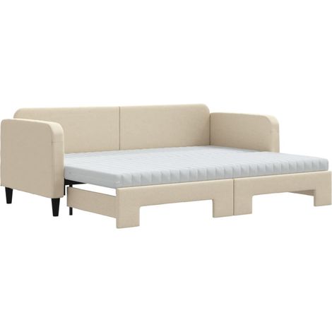 Maison Exclusive - Divano Letto Estraibile con Materassi Crema 80x200 cm Tessuto