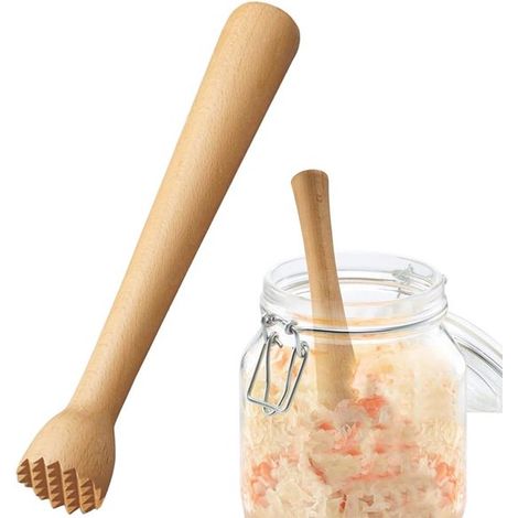 Longziming - Pilon à cocktails en bois de hêtre – Parfait pour les mojitos, les cafés glacés et les thés – Pilon durable pour bars, cafés et maisons – Idéal pour piler la glace et les épices (1/5)