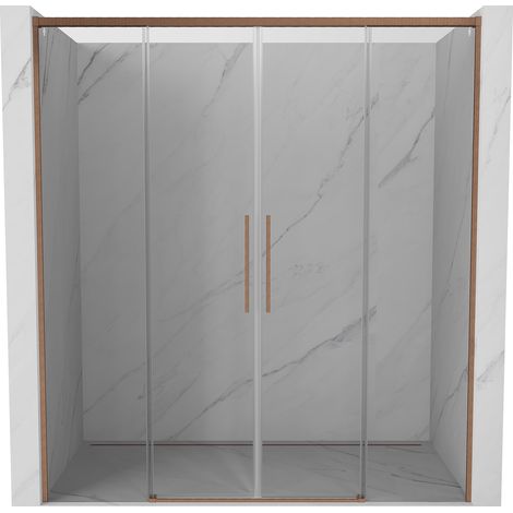Mexen Rox porta doccia scorrevole 200 cm, trasparente, rame spazzolato - 8C2-200-002-65-00