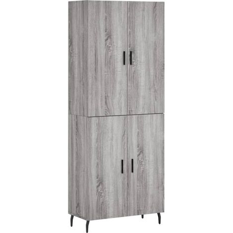 Buffet bahut commode armoire meuble de rangement organisateur cuisine salle de séjour salon haut sonoma 69,5 x 34 x 180 cm bois d'ingénierie gris
