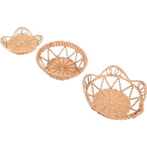 Paniers Muraux Élégante et Résistante à l'usure Ensemble de 3 en Rotin Tressé, Décoration Murale Design Simple et Artistique pour Intérieur Contemporain (1/5)