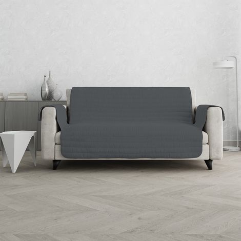 Trendy Copri Divano Trapuntato, Grigio Chiaro/Grigio Scuro, 2 Posti (1/4)