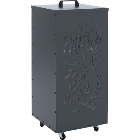 [NON UTILIZZATO] Contenitore per pellet HHG-257 Ranken, contenitore per pellet, ad esempio per mangime per animali, con piedi a rotelle, 86x37x37 cm, antracite (1/5)