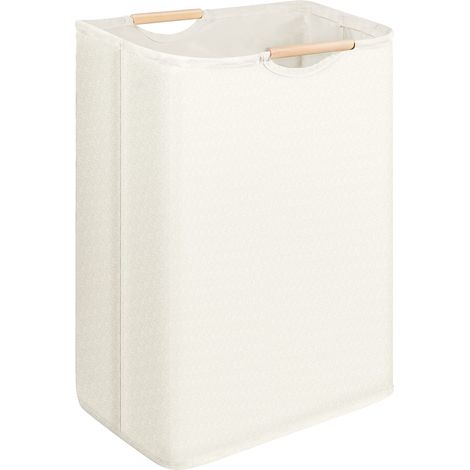 Panier de blanchisserie pliable, Panier de blanchisserie 60L avec poignée en bois, Panier de blanchisserie pour chambre, Voyage (1/5)
