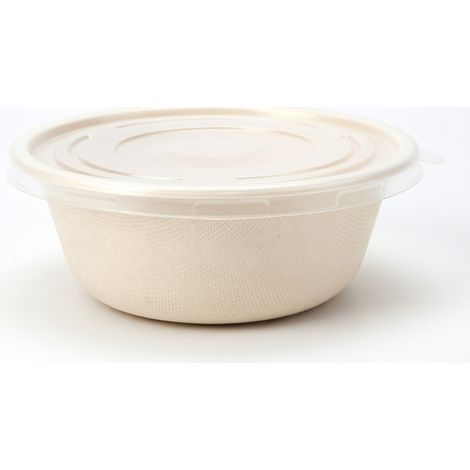 Bol jetable naturel renforcé 350 ml avec couvercle en PP