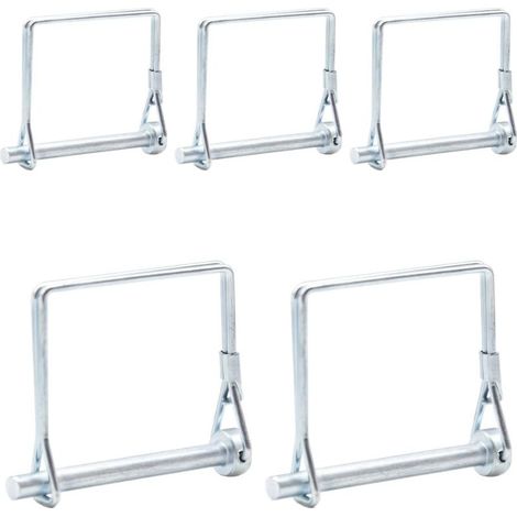 5 Pièces Goupille de Sécurité 6 mm x 60 mm Un goupille de tuyau avec verrouillage à baïonnette à fourche carrée en acier galvanisé pour remorques, tracteurs, bennes, fermes, tondeuses à gazon (1/4)