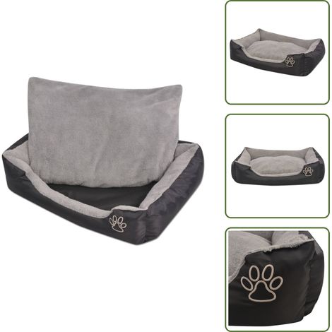 The Living Store Cama para perro con cojín acolchado talla S negra - Cama para perros negra