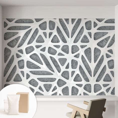 Papier peint intissé décoratif pour salon chambre et cuisine Facile à poser avec colle Réseau géométrique 152x104 cm (1/5)