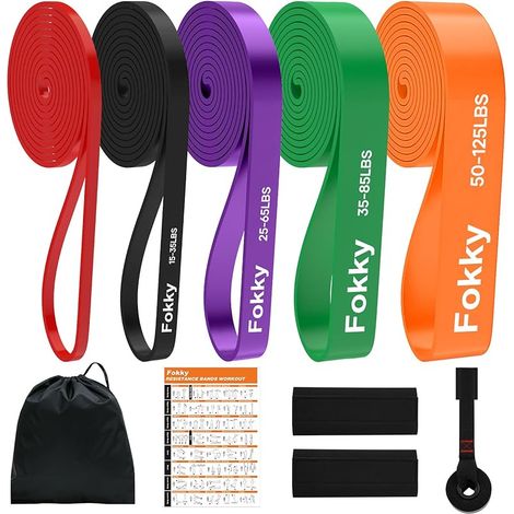 Bande Elastique Musculation, Élastique Musculation avec 5 Niveaux différents Bande de Resistance et Ancrage de Porte, Idéal pour Crossfit, Renforcement Musculaire (1/5)