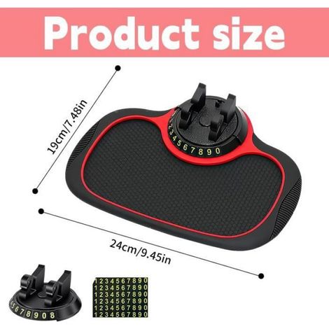 Tapis Antidérapant - Multifonctionnel - Support Téléphone Rotatif 360° - Imperméable - Noir (1/4)