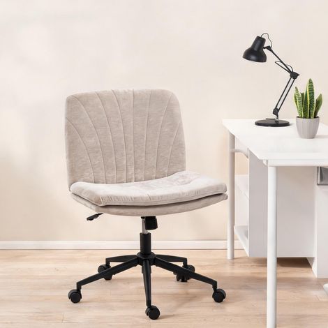 Chaise de bureau beige en polyester 67 x 62 x 93 cm (1/5)