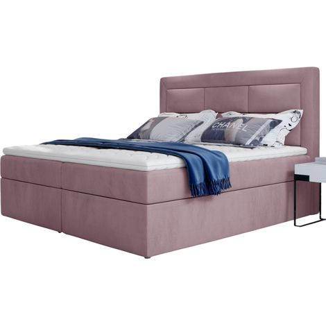 Lit continental velours rose Balore-180x200 (1/5)