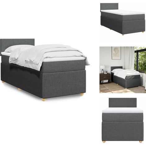 Sommier à lattes de lit avec matelas Gris foncé 80x200 cm Tissu - Sommier À Lattes De Lit - Sommiers À Lattes De Lit - Lit - Meuble De Chambre À Coucher (1/5)
