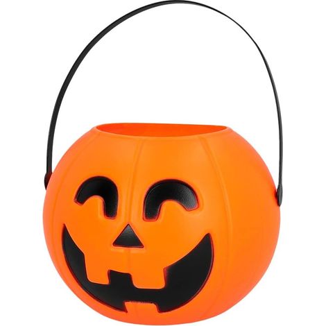 Seau citrouille d'Halloween avec lumières, sac en plastique, décorations d'Halloween, accessoires de costume (1/5)