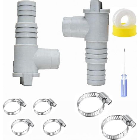 Kit de robinet d'arrêt pour piscine 2 pièces avec raccord de tuyau 32/38mm, vanne PVC pour pompes de piscine