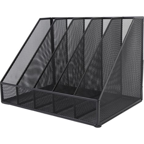 Classeur bureau 5 compartiments vertical en maille métal épaissie pour bureau école maison noir (1/5)