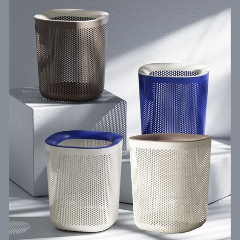 Poubelle ménagère simple et élégante, grand format, avec cadre, idéale pour la cuisine, le bureau, la salle de bain et le salon. Kaki clair et blanc. (1/5)