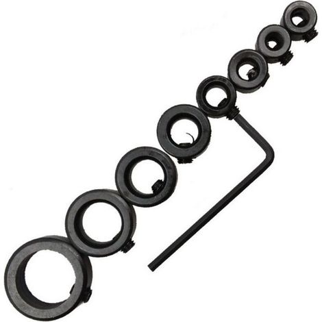 3-16mm Drill Bit Depth Stop Ring Positioner Ring Positioner Durable Woodworking Drill Bit with Hex Wrench (8 PCS Depth Stop Depth Collar) (1/5)