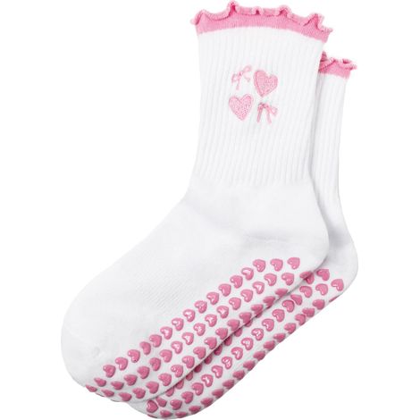 Chaussettes de Pilates antidérapantes à volants pour femmes - Chaussettes de yoga adhérentes pour le fitness et l'entraînement quotidien (1/5)