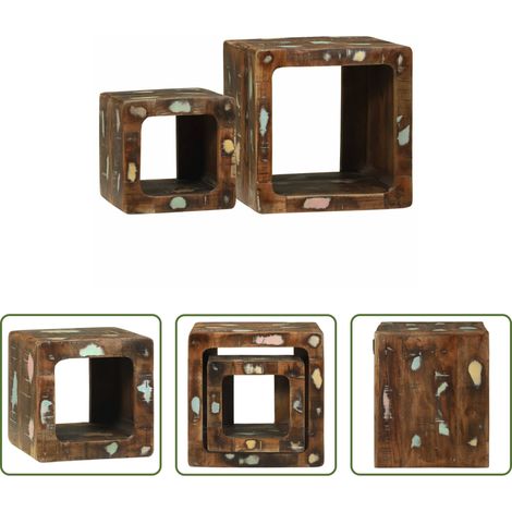 vidaXL Unites TV 2 pc Multicolore 36 x 30 x 36 cm Bois Recyclé Solide (1/5)