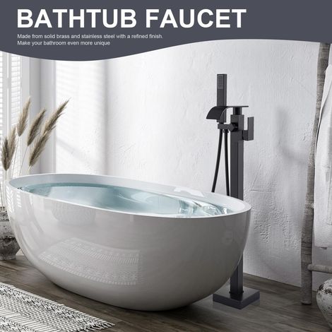 Freestanding Bathtub Faucet, Floor Mount, Freestanding Tub Filler, Shower Mixer Taps, Two Water Modes, 360° Swivel Spout, for Bathing & Showering Pet Bathing Cleaning Drains Toilet Flushing (1/5)