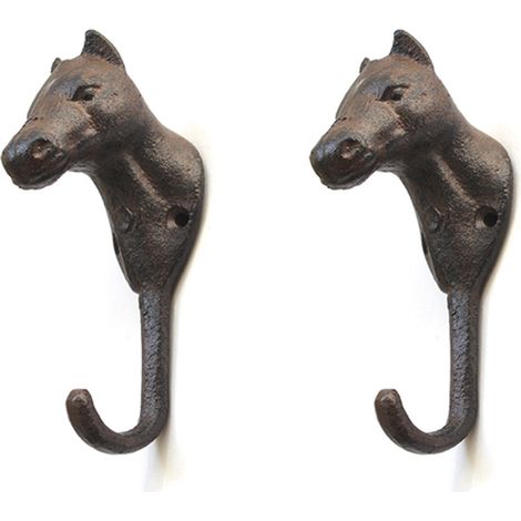 Filiyano-Lot de 2 crochets muraux vintage en fonte, motif tête d'éléphant, finition antique, pour vêtements, accessoires de décoration et accessoires (1/5)