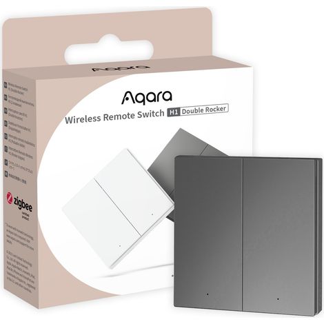 Aqara wireless remote switch h1 gris  interruptor de pared inalámbrico  2 botones, wrs-r02-g (1/2)
