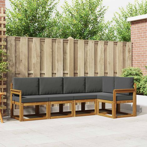 Outdoor-Sofagarnitur mit Kissen 5 pcs Natur und Anthrazit (1/5)