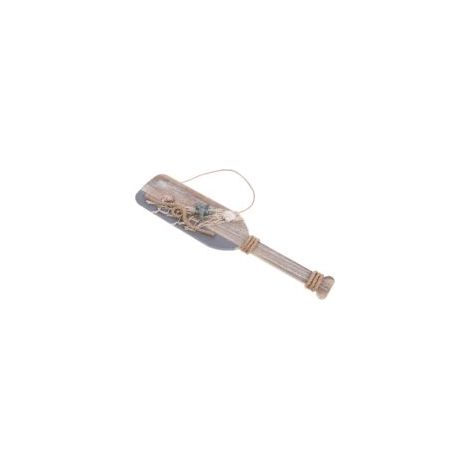 Pagaie décorative en bois de 40 cm avec étoiles de mer et coquillages, décoration murale style nautique (1/5)
