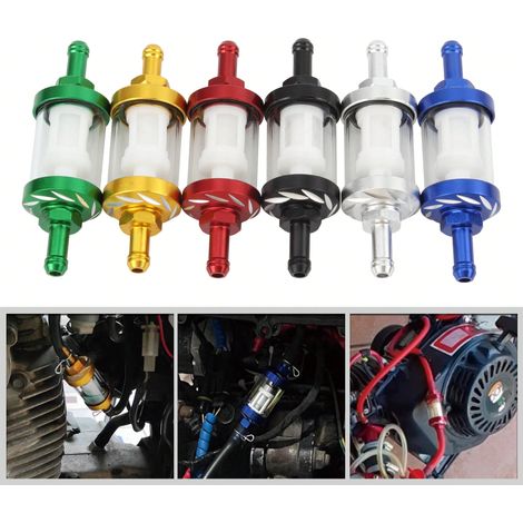 1 pièce PowerMotor 8mm, filtre à huile de moto en alliage d'aluminium CNC pour motos à essence 125cc, 140cc, 150cc, 160cc, scooters, café racers, pièces de course GY6, rouge (1/5)