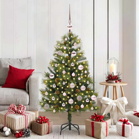 Árbol de Navidad artificial con ramas plegables y conos 150 cm