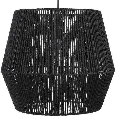 Lámpara de techo de cuerda de papel negra 127 cm material natural sombra Gweru