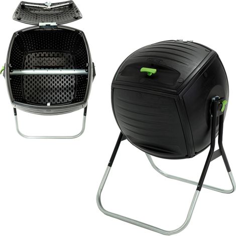 Lifetime 60076 Compostador Rotativo Negro 189L Duradero (1/2)