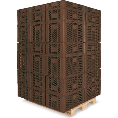 BRB 78 Stück Stapelkörbe/Bäckerkästen in 5 Größen, Grundmaß LxB 600x400 mm, H 90 mm, 150 mm, 240 mm, 320 mm, 410 mm (braun)