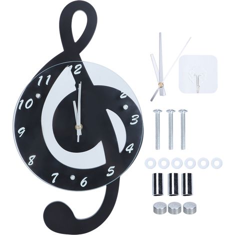 Horloge murale électronique note de musique design silencieuse quartz pour chambre enfant (1/5)