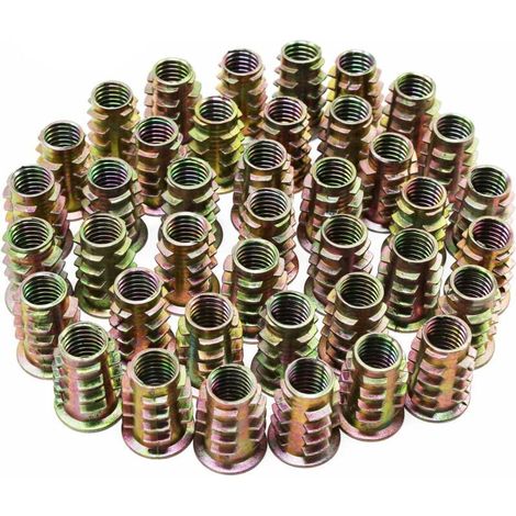 M8 Brass Threaded Inserts for Wood – Pack of 50 Screw-in Nuts for Furniture, Easy Assembly and Robust Fixing