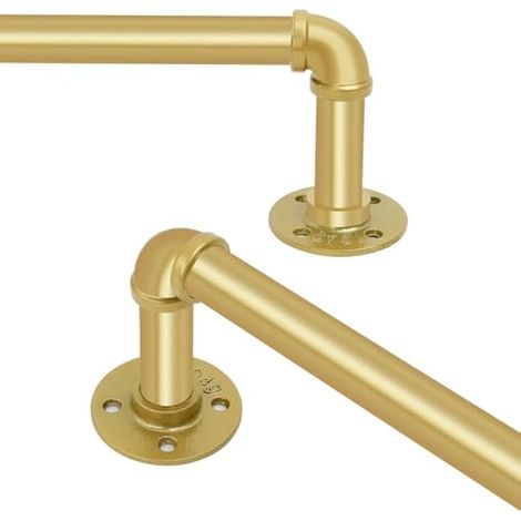 Tringle à rideaux pour fenêtres de 183 à 366 cm, tringle à rideaux industrielle dorée de 2,5 cm, tringle de séparation réglable pour intérieur/extérieur, 76,2 à 365,8 cm (1/5)