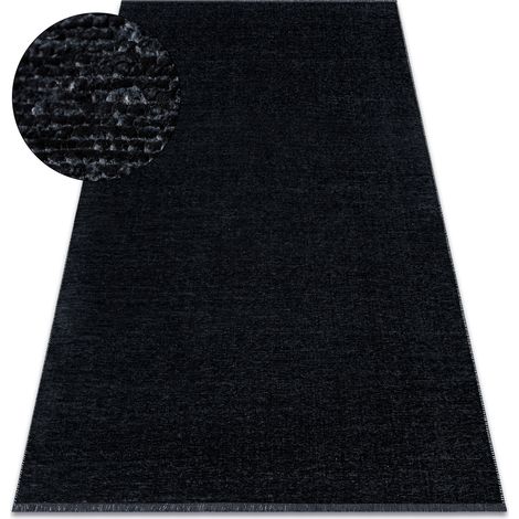 Tappeto FLORENCE 24021 Monocolore, glamour, tessitura piatta, frange - nero black 78x150 cm