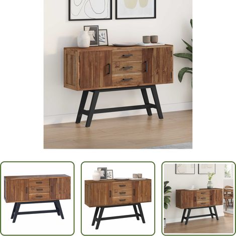 Meuble vintage -  Meuble TV Naturel 110 x 30 x 75 cm Bois de teck massif (1/5)