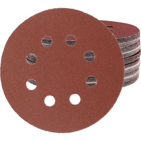 Disques abrasifs 125 mm, grain 80, paquet de 100, avec 8 trous pour ponceuse orbitale (1/5)