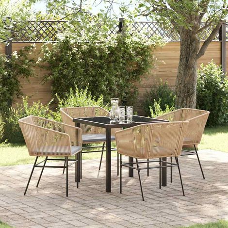 Garten Essgruppe 5 pcs Braun Pulverbeschichteter Stahl (1/5)